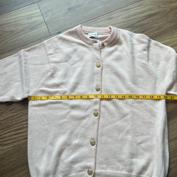 N.Peal Pink 100% Cashmere Gold Button Up Cardigan - Picture 4 of 4